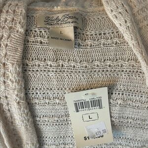 Lucky Brand Cream Open-Knit Cardigan
